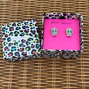 Betsey Johnson Multicolor Skull Stud Earrings